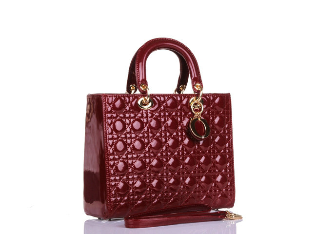 replica jumbo lady dior patent leather bag 6322 winered with gold